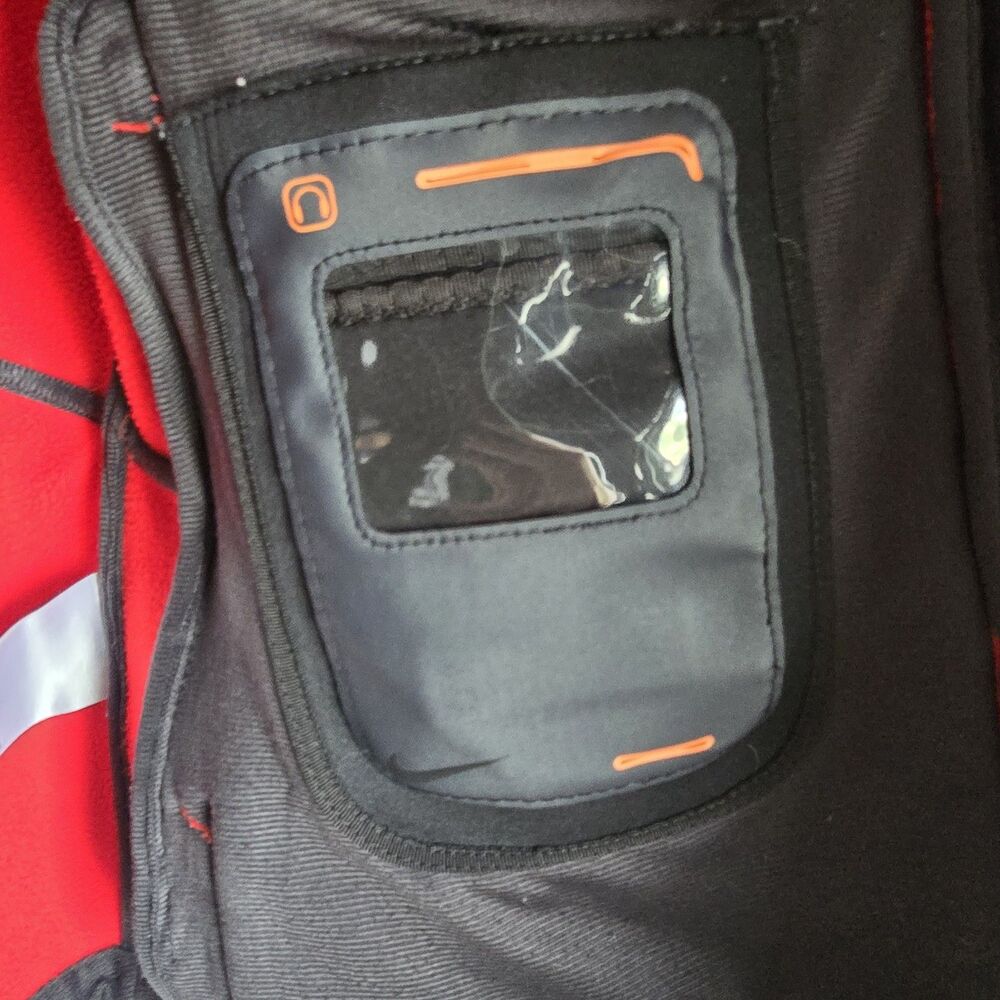 Nike FIT Therma Running Full Zip Jacket Med Red Phone & Zip Pockets - Picture 6 of 8